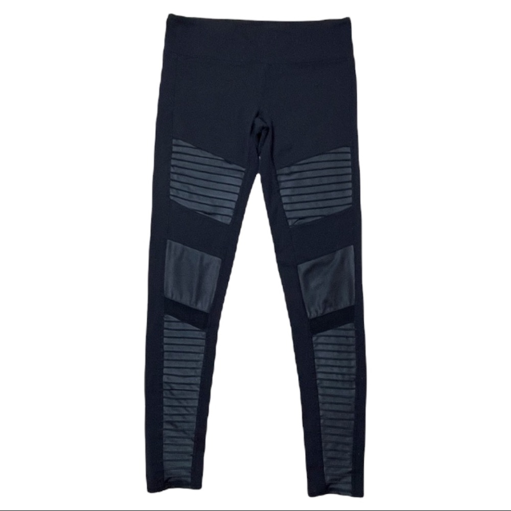 Alo Moto Leggings Black 7/8 Length Mesh Quilted L
